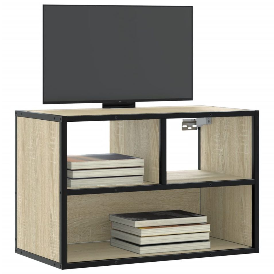 Meuble TV chêne sonoma 60x31x39,5 cm bois d'ingénierie et métal - Photo n°1