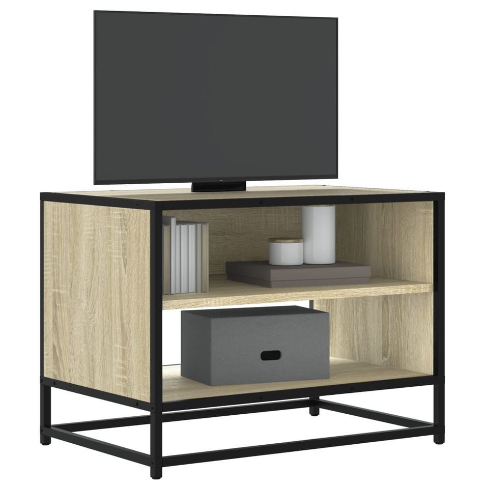 Meuble TV chêne sonoma 61x40x46 cm bois d'ingénierie et métal - Photo n°1