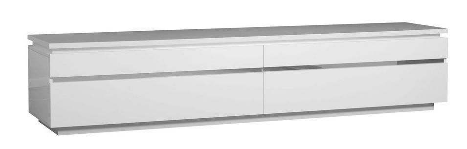 Meuble TV à LED 2 portes bois laqué blanc Kela - Photo n°1