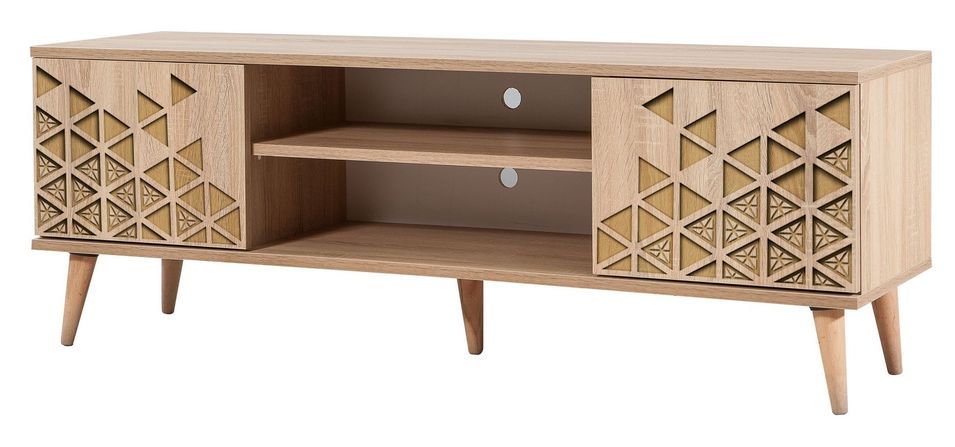 Meuble TV en bois clair avec niche Kiza 120 - Photo n°1