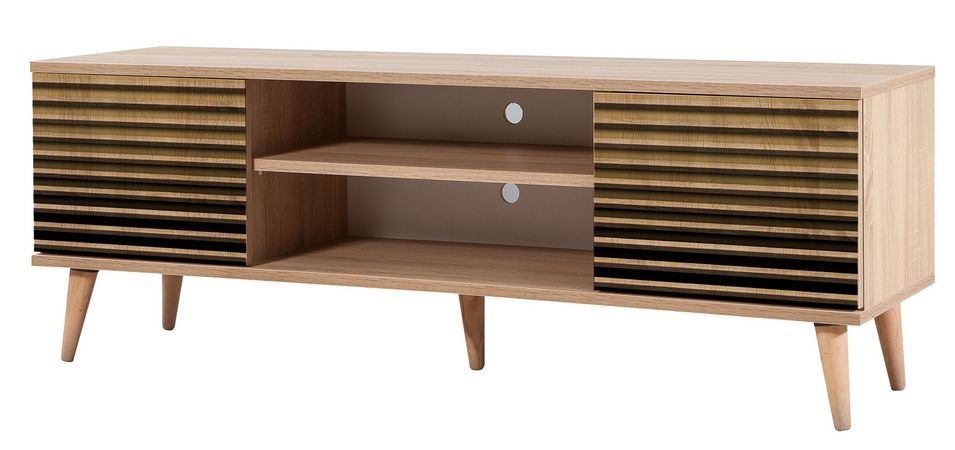 Meuble TV en bois clair dégradé avec niche Kiza 220 - Photo n°1