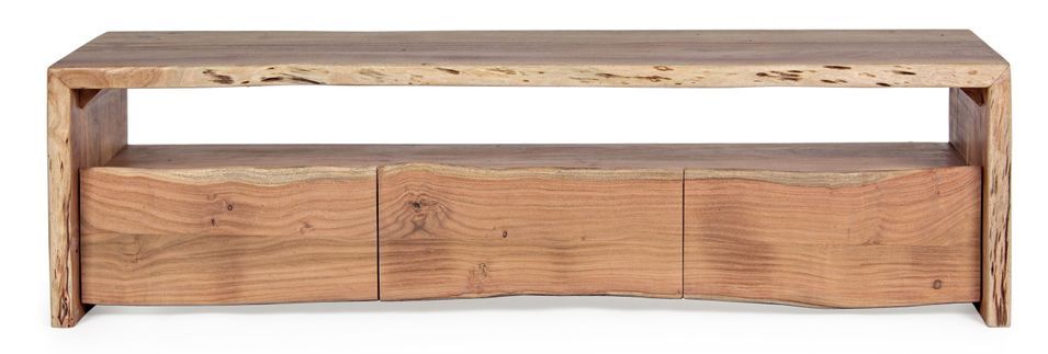Meuble TV en bois d'acacia naturel 3 tiroirs Adria 160 cm - Photo n°1