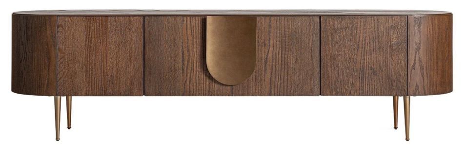 Meuble TV en chêne marron TINAK 200 cm – Élégance contemporaine - Photo n°1