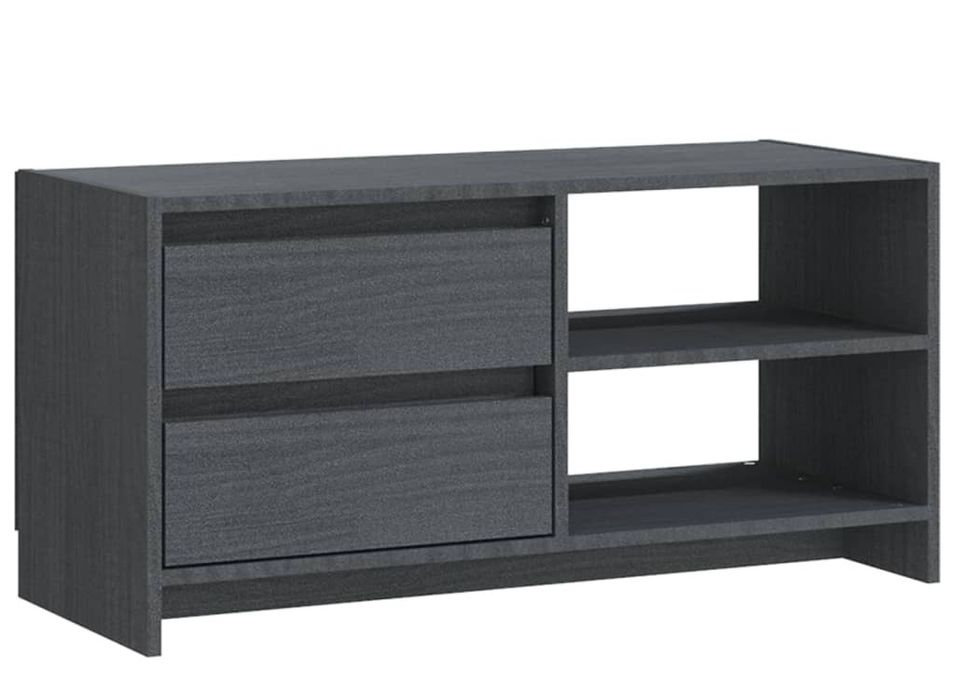 Meuble TV Gris 80x31x39 cm Bois de pin massif - Photo n°1