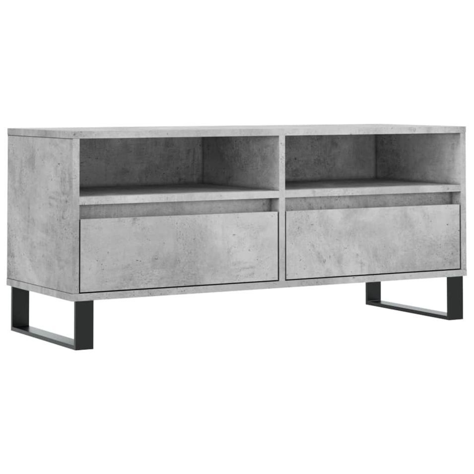 Meuble TV gris béton 100x34,5x44,5 cm bois d'ingénierie - Photo n°1