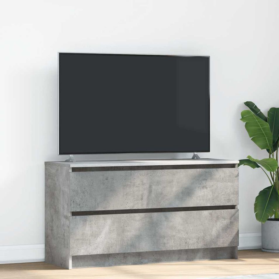 Meuble TV gris béton 100x35x54 cm bois d'ingénierie - Photo n°1