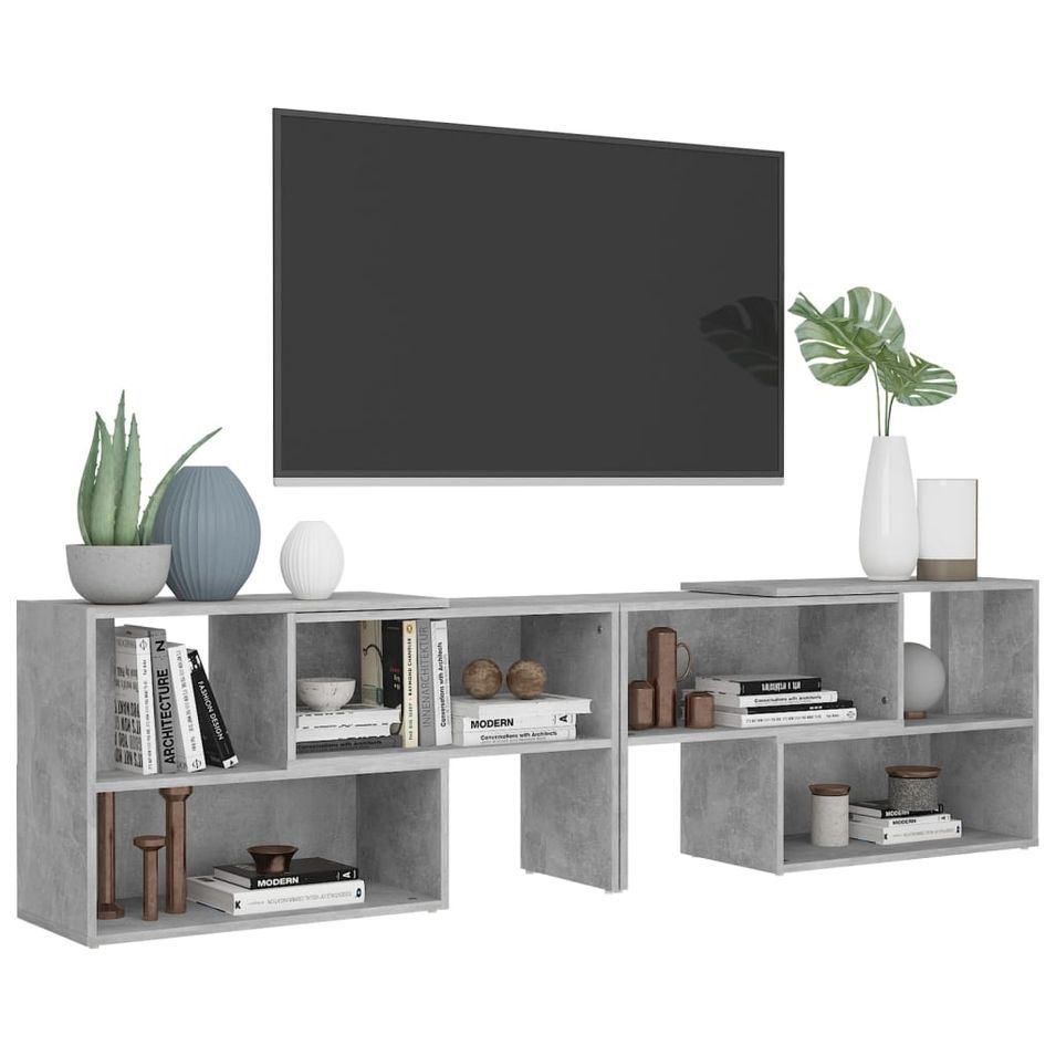 Meuble TV Gris béton 149x30x52 cm - Photo n°1
