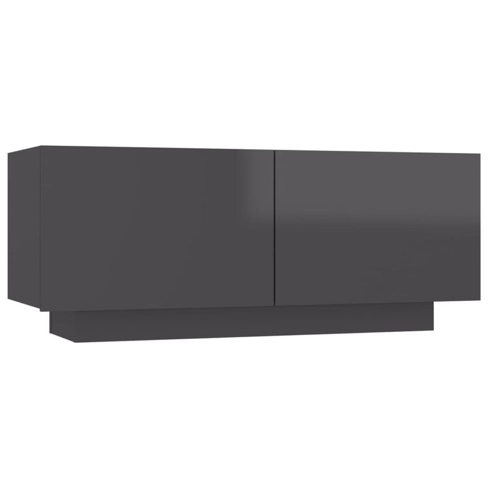 Meuble TV Gris brillant 100x35x40 cm - Photo n°1