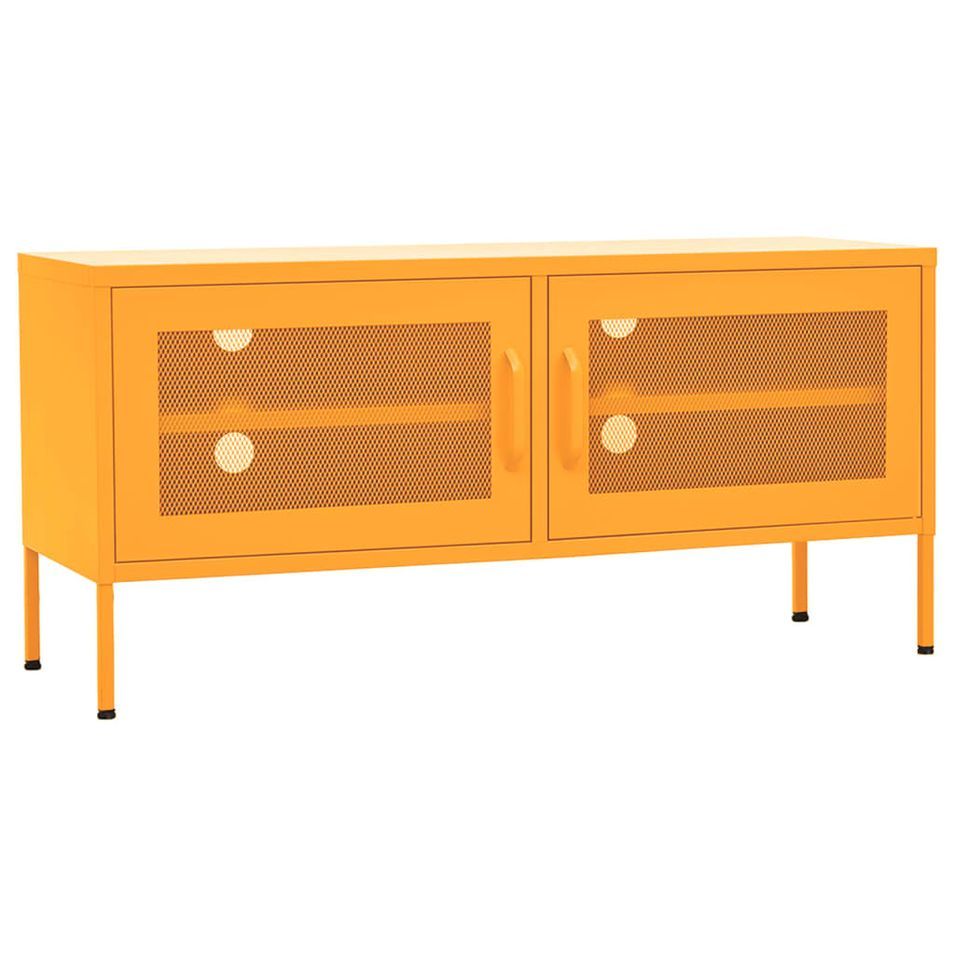 Meuble TV Jaune moutarde 105x35x50 cm Acier 2 - Photo n°1
