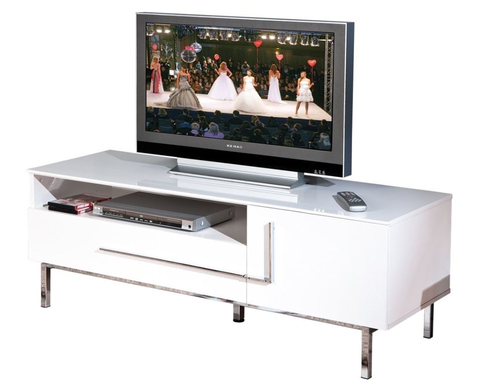 Meuble TV laqué Blanc Deltino - Photo n°1