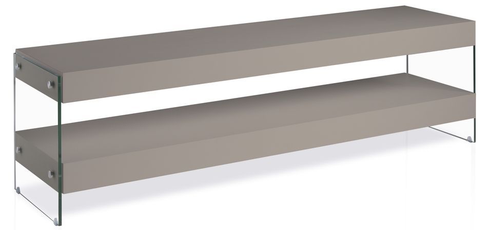 Meuble TV laqué taupe Cubique - Photo n°1