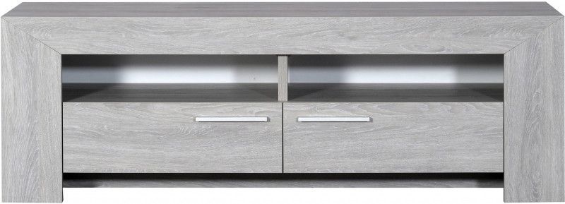 Meuble TV bois chêne cérusé gris Kathy 150 cm - Photo n°1
