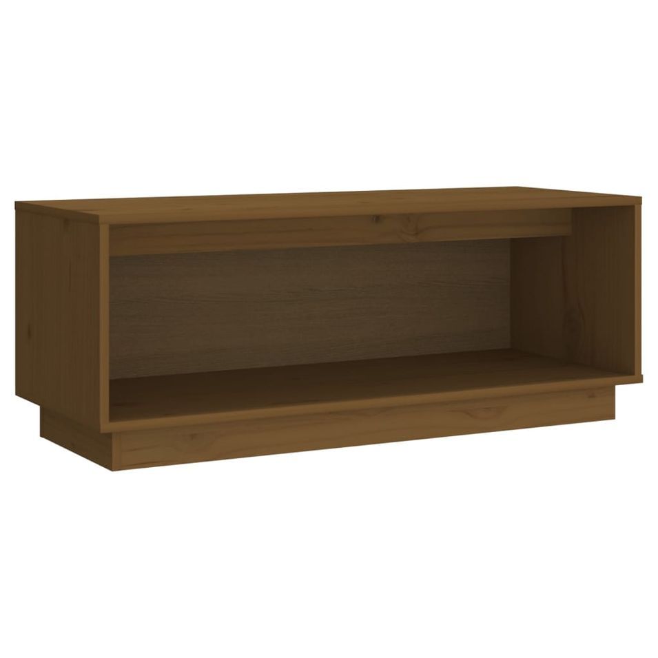 Meuble TV Marron miel 90x35x35 cm Bois de pin massif - Photo n°1
