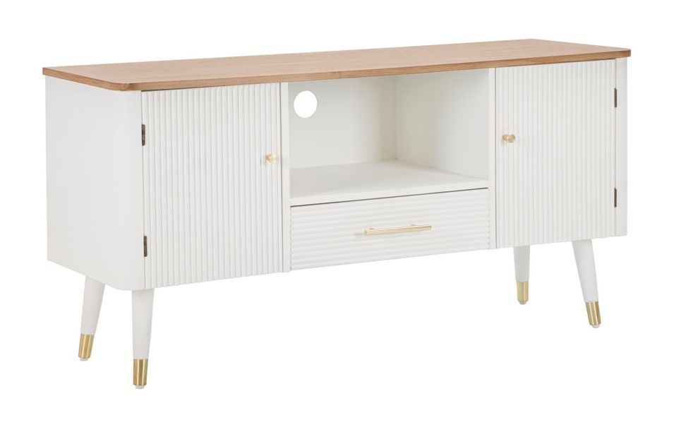 Meuble TV Matera bois blanc et brun design moderne - Photo n°1