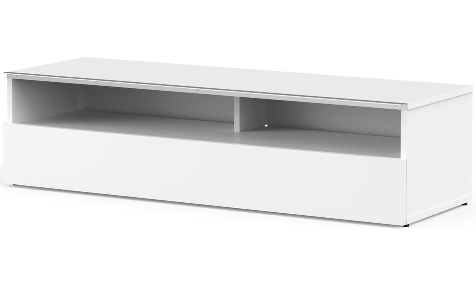 Meuble TV mélaminé blanc 2 niches 1 porte Las Vegas 120 cm - Photo n°1