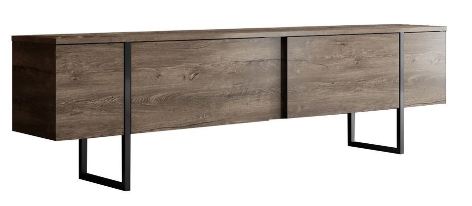 Meuble TV moderne 2 portes battantes en bois et pieds en acier Taky 180 cm - Photo n°1