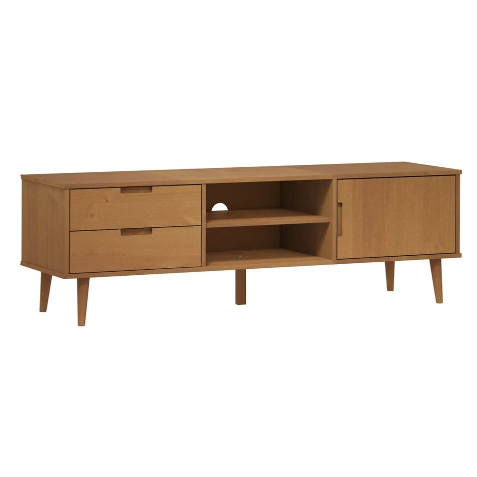 Meuble TV MOLDE Marron 158x40x49 cm Bois de pin massif - Photo n°1