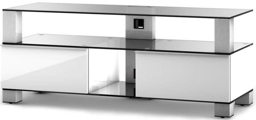 Meuble TV Mood 9120 verre trempé et laqué blanc 120 cm - Photo n°1