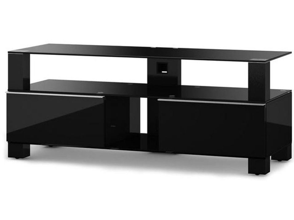 Meuble TV Mood 9120 verre trempé et laqué noir 120 cm - Photo n°1