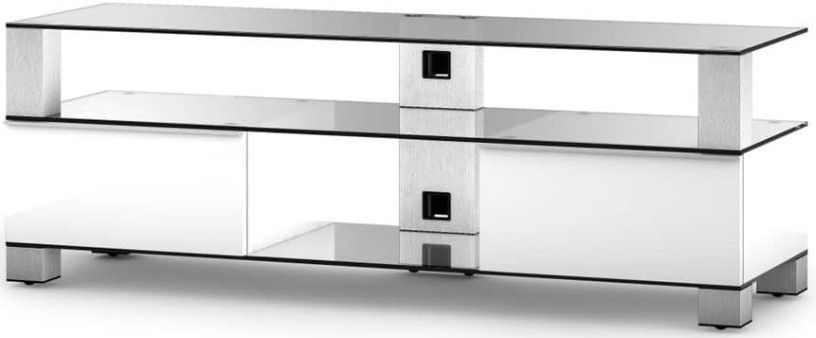 Meuble TV Mood 9140 verre trempé et laqué blanc 140 cm - Photo n°1