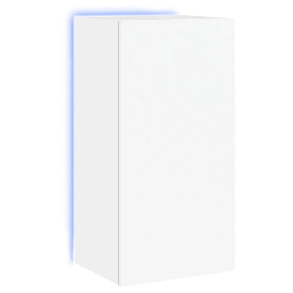 Meuble TV mural avec lumières LED blanc 40,5x35x80 cm - Photo n°1