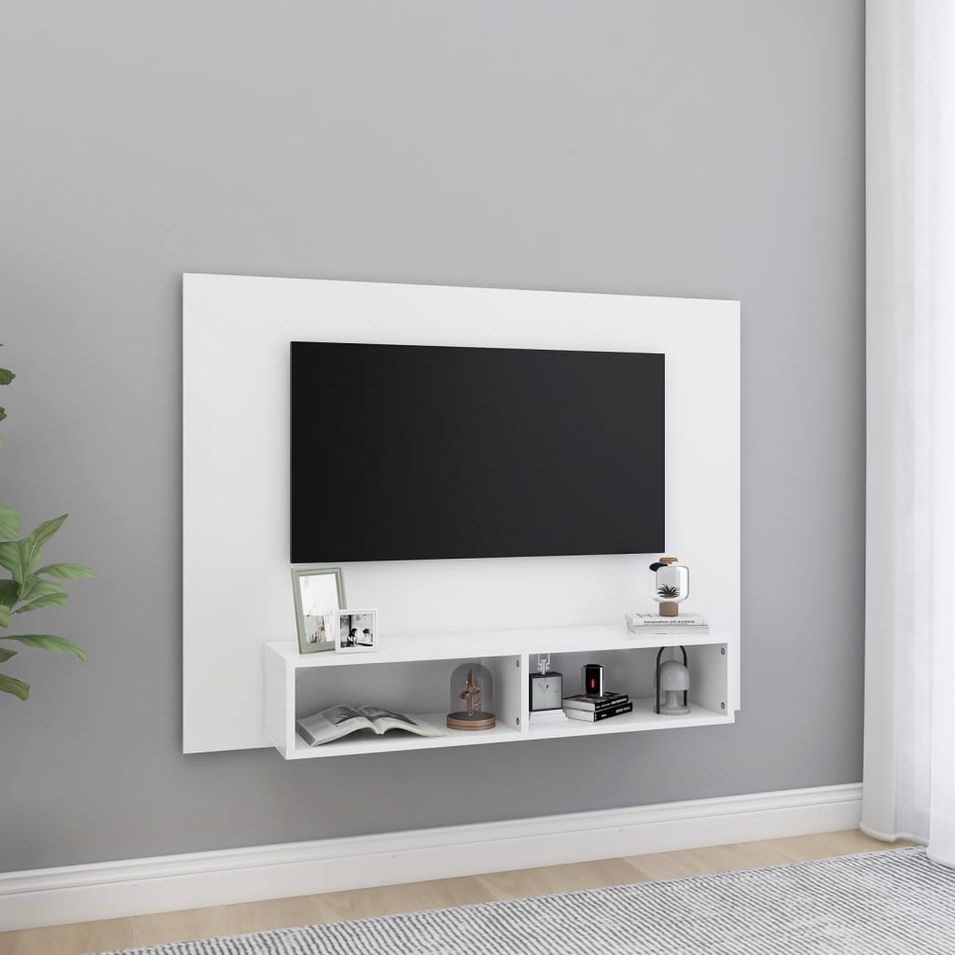 Meuble TV mural Blanc 120x23,5x90 cm - Photo n°1