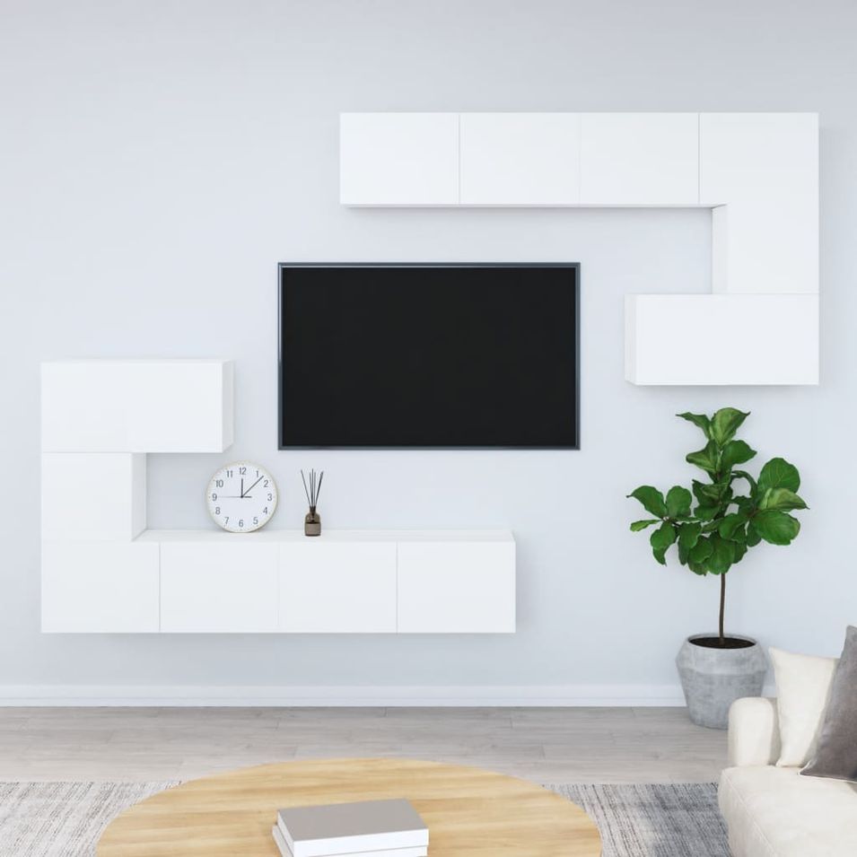 Meuble TV mural Blanc Bois d'ingénierie - Photo n°1