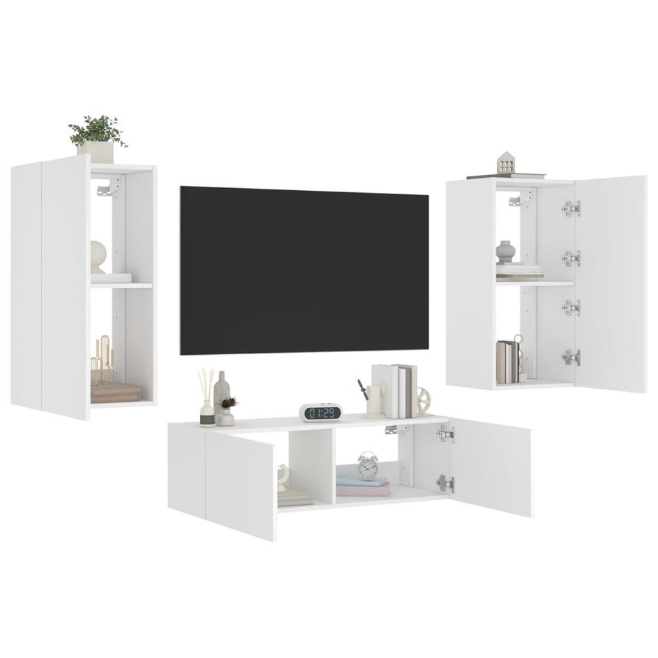 Meuble TV muraux 3 pcs avec lumières LED blanc - Photo n°1