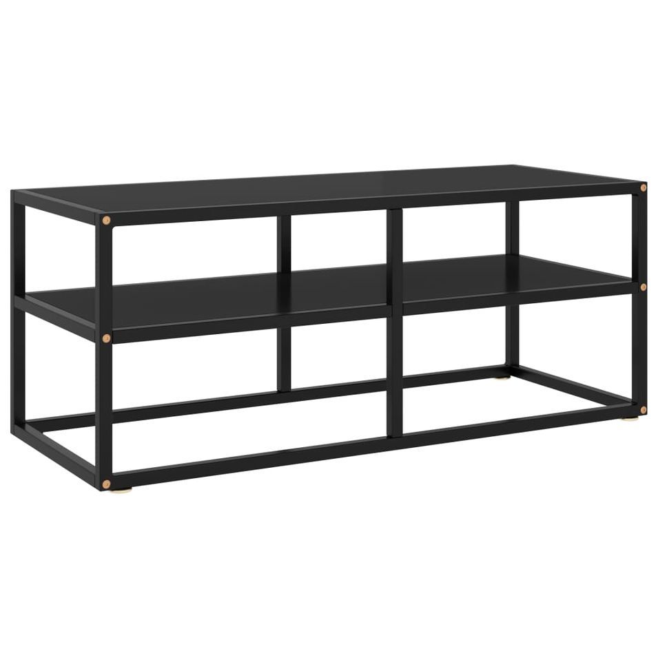 Meuble TV noir avec verre noir 100x40x40 cm - Photo n°1