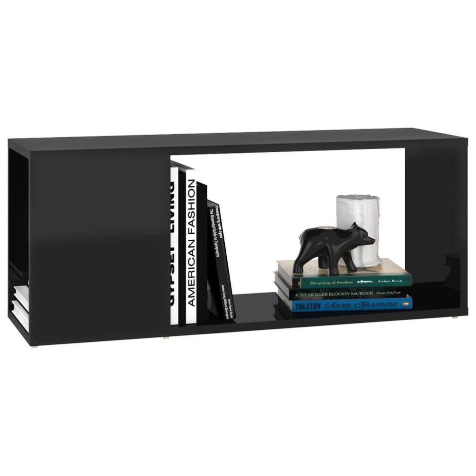 Meuble TV Noir brillant 80x24x32 cm - Photo n°1