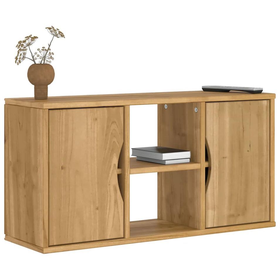 Meuble TV ODDA 79x24x40,5 cm bois massif pin - Photo n°1