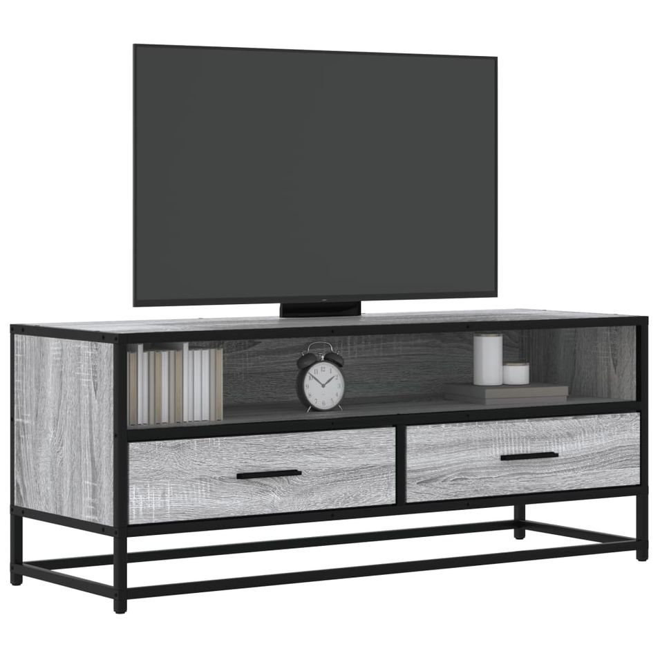 Meuble TV sonoma gris 100x34,5x40 cm bois d'ingénierie et métal - Photo n°1