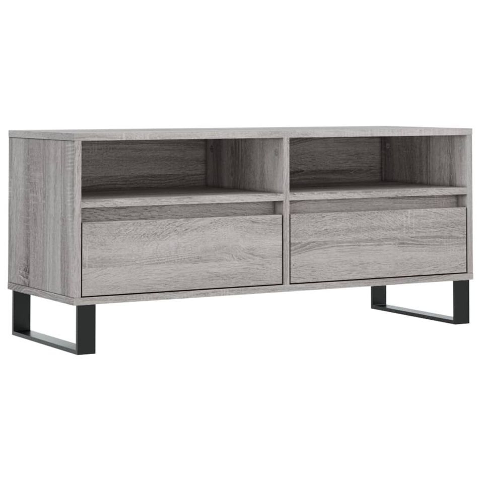 Meuble TV sonoma gris 100x34,5x44,5 cm bois d'ingénierie - Photo n°1