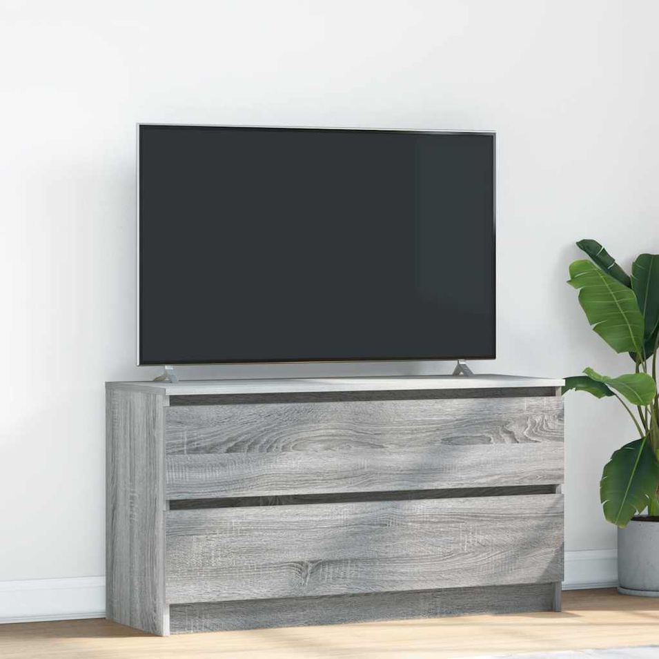 Meuble TV sonoma gris 100x35x54 cm bois d'ingénierie - Photo n°1