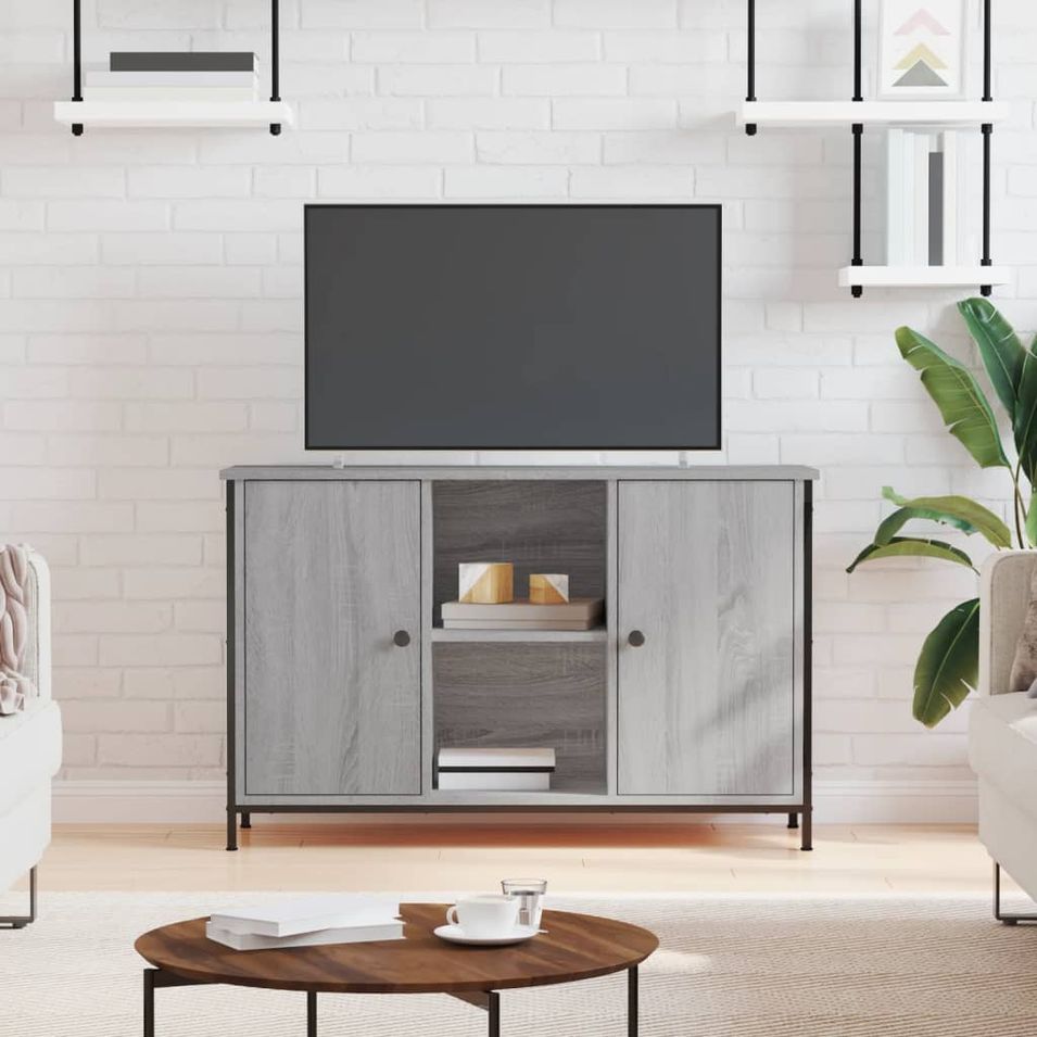 Meuble TV sonoma gris 100x35x65 cm bois d'ingénierie - Photo n°1