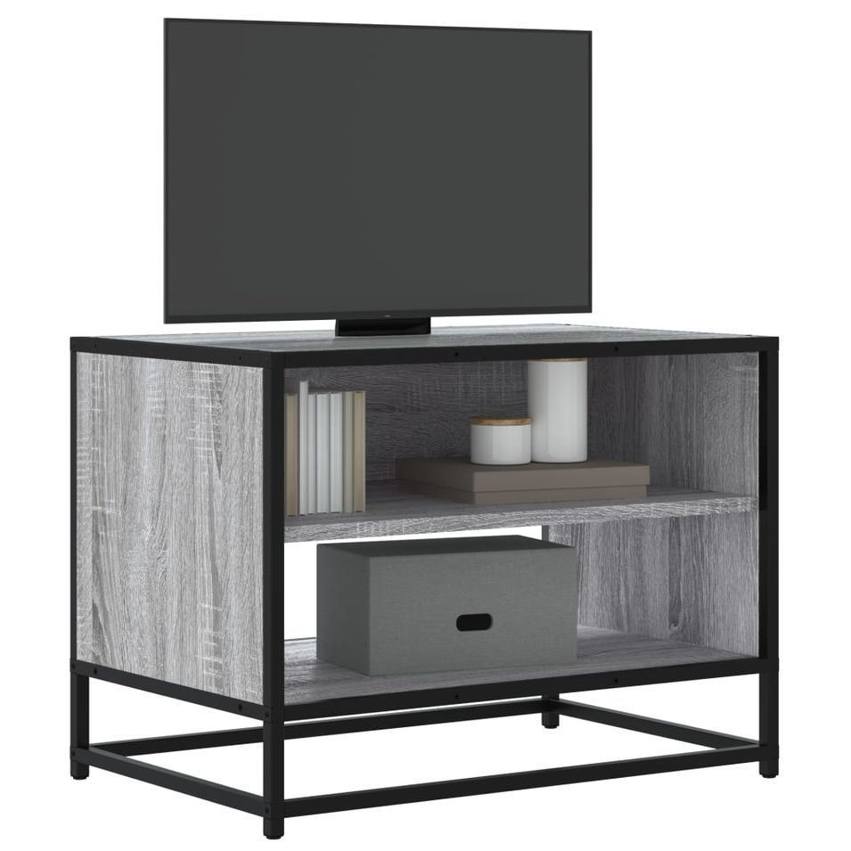 Meuble TV sonoma gris 61x40x46 cm bois d'ingénierie et métal - Photo n°1
