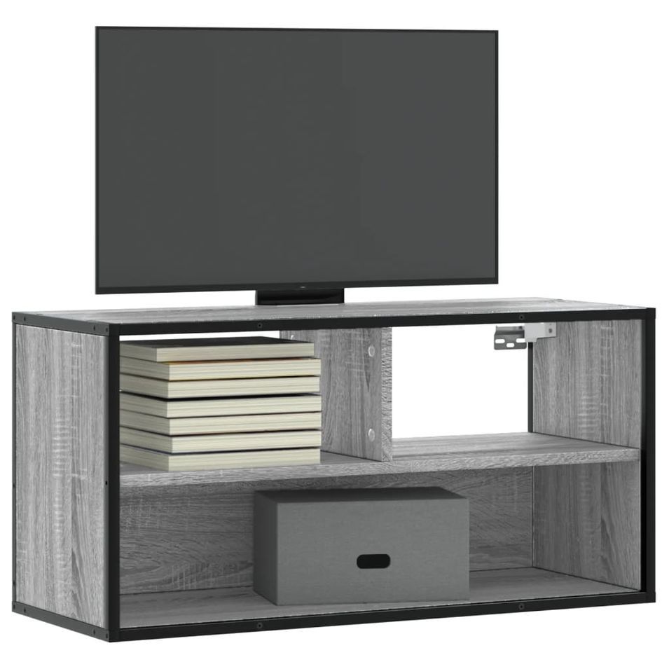 Meuble TV sonoma gris 80x31x39,5 cm bois d'ingénierie et métal - Photo n°1