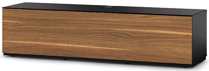 Meuble TV Studio 165 bois mélaminé mat noir et noyer - Photo n°1
