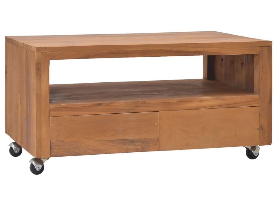 Meuble TV sur roulettes 80x50x42 cm Bois de teck massif - Photo n°1