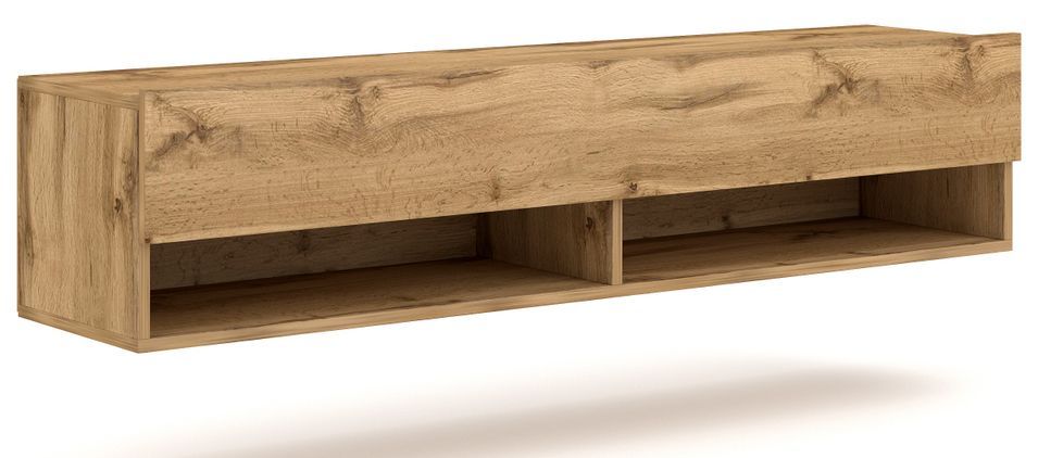 Meuble TV suspendu 1 porte bois clair Kestane 140 cm - Photo n°1