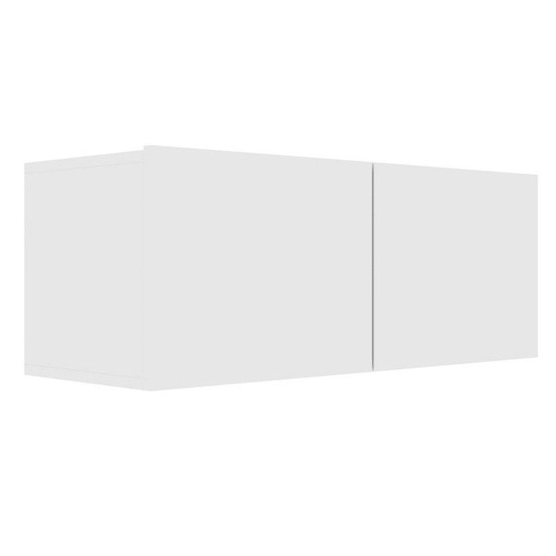 Meuble TV suspendu 2 portes bois blanc brillant Oned 80 cm - Photo n°1