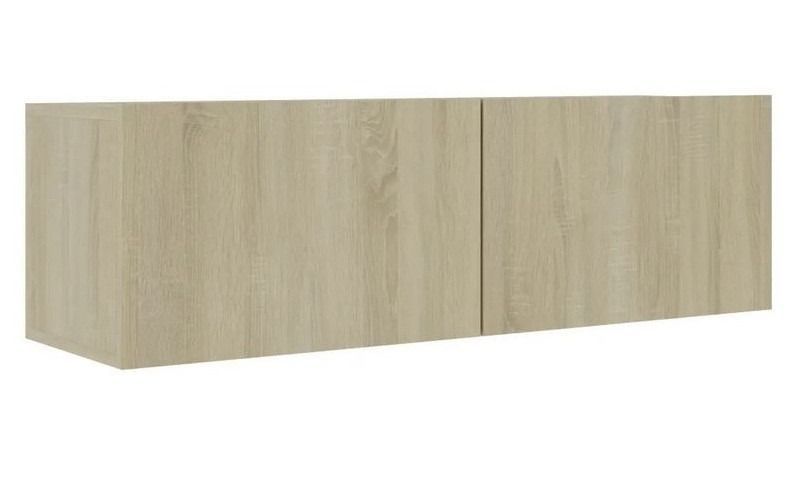 Meuble TV suspendu 2 portes bois chêne clair Oned 100 cm - Photo n°1