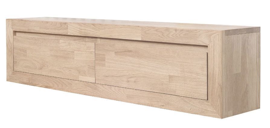 Meuble TV suspendu en chêne massif blanchi Venida 100 cm - Photo n°1