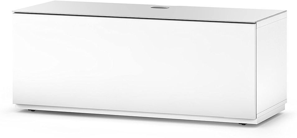 Meuble TV suspendu Studio 110 bois mélaminé blanc - Photo n°1