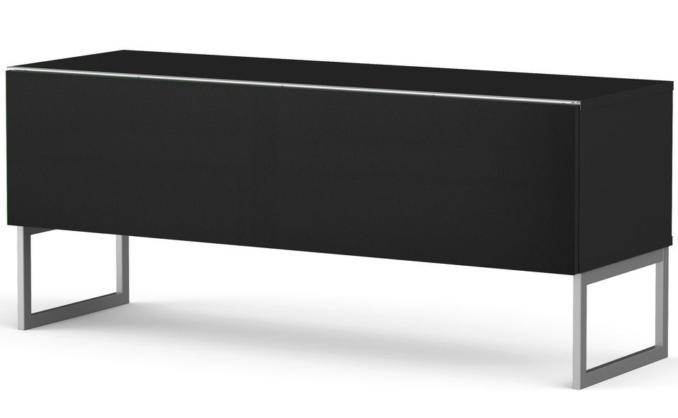 Meuble TV tissu acoustique et bois mélaminé noir Palermo 120 cm - Photo n°1
