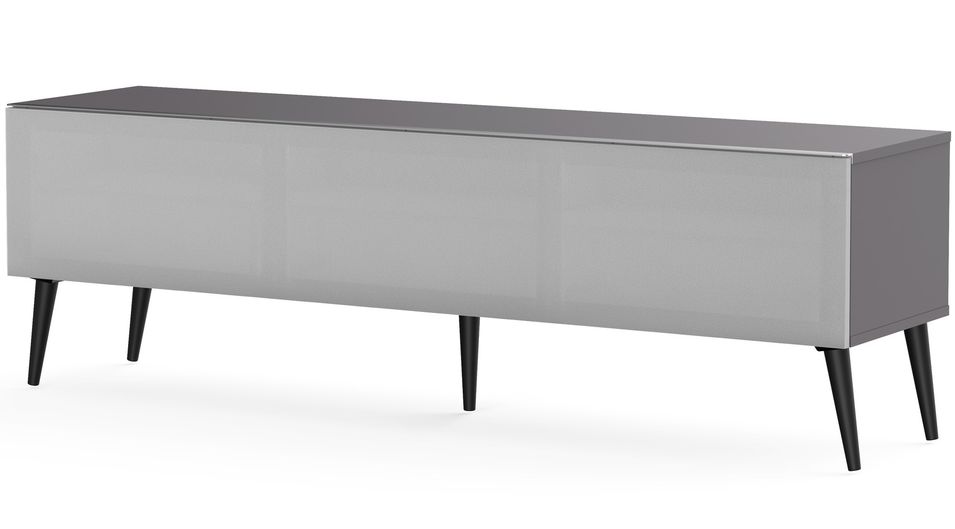 Meuble TV tissu acoustique et mélaminé gris Helsinborg 160 cm - Photo n°1