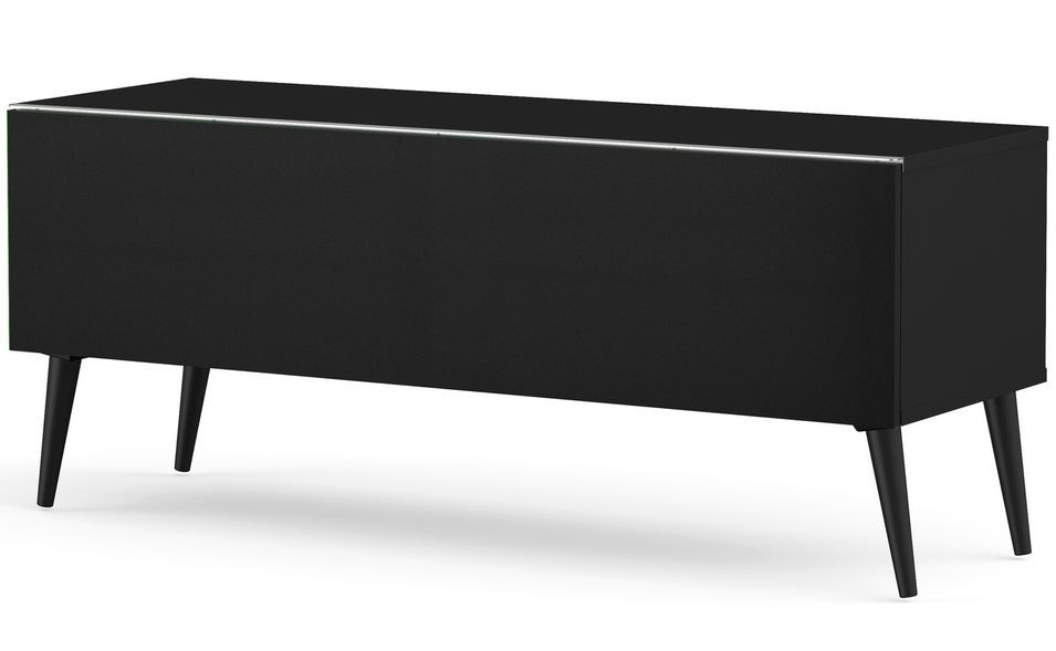 Meuble TV tissu acoustique et mélaminé noir Vasteras 120 cm - Photo n°1
