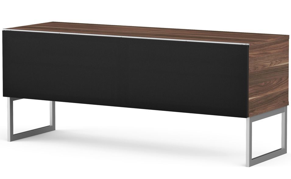 Meuble TV tissu acoustique noir et bois foncé Firenze 120 cm - Photo n°1