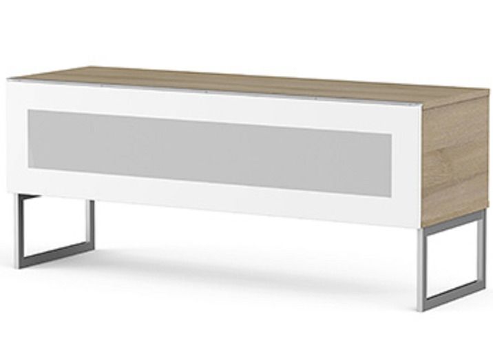 Meuble TV verre infrarouge blanc et bois clair Milano 120 cm - Photo n°1