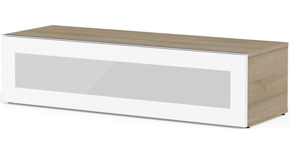 Meuble TV verre infrarouge et bois clair Boston 120 cm - Photo n°1